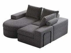 New OKWISH Sofá modular de 3 plazas en tela de chenilla con chaise longue redondeada - Respaldo acolchado Gris