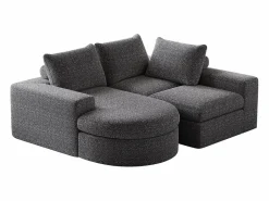 New OKWISH Sofá modular de 3 plazas en tela de chenilla con chaise longue redondeada - Respaldo acolchado Gris