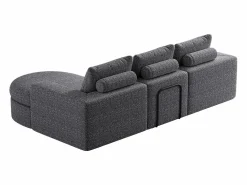 New OKWISH Sofá modular de 3 plazas en tela de chenilla con chaise longue redondeada - Respaldo acolchado Gris