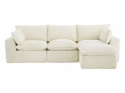 Online Vente-unique Sofá modular de esquina con puf de pana gruesa CYROMA Beige