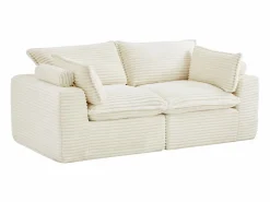 Online Vente-unique Sofá modular de esquina con puf de pana gruesa CYROMA Beige