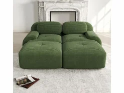 DripeX Sofá modular de pana - 2 plazas - con 2 cojines y 2 pouf - base antideslizante - 208x178x70cm -