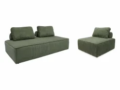 Clearance Sweeek Sofá modular de pana, 3 plazas Verde