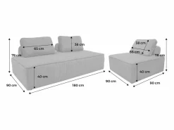 Clearance Sweeek Sofá modular de pana, 3 plazas Verde