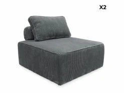 Best Sweeek Sofá modular de pana, 2 plazas oscuro Gris