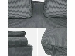 Clearance Sweeek Sofá modular de pana, 2 plazas oscuro Gris