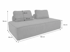 Clearance Sweeek Sofá modular de pana, 2 plazas oscuro Gris