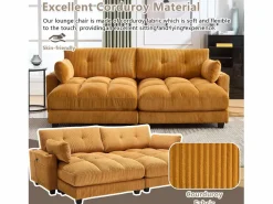 Sofá Modular de Terciopelo – con USB y Portavasos – Multifuncional para Espacios Pequeños – 112×140×81 cm