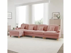 Sofá modular Diseño curvo Patas torneadas Asiento denso Chenilla