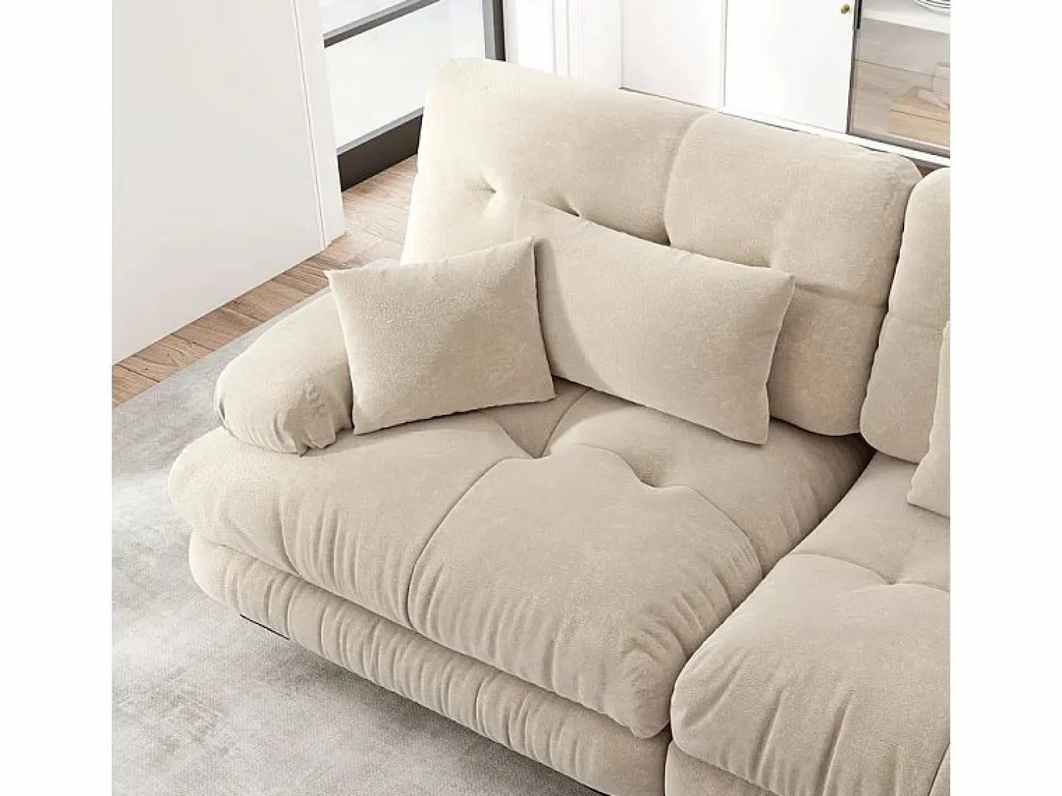 Sale Sofá modular esquina 4 plazas - con 2 pouf y 6 cojines - DIY forma U/L - 406x145x81cm - Sofá Modular|Sofás Club