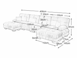 Outlet Sofá modular esquina 4 plazas - con 2 pouf y 6 cojines - DIY forma U/L - 406x145x81cm - Sofá Modular|Sofás Club