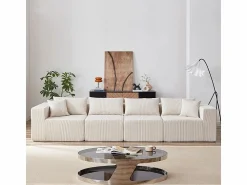 Sale Sofá modular ángulo - Terciopelo acanalado - 3/4 plazas - 3 cojines y 3 orejeros - Sofás Club