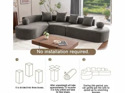 Outlet Sofá modular ángulo izquierdo Chenilla - 5 Plazas - 4 orejeros - - 327x215x65cm Sofás Club
