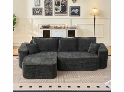 Hot DripeX Sofá modular ángulo izquierdo - Chenilla - 3 cojines y 2 orejeros - 262x144x65cm Negro