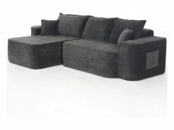 Hot DripeX Sofá modular ángulo izquierdo - Chenilla - 3 cojines y 2 orejeros - 262x144x65cm Negro