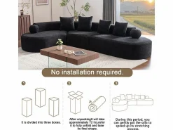 DripeX Sofá modular ángulo izquierdo Chenilla - 5 Plazas - 4 orejeros - - 327x215x65cm