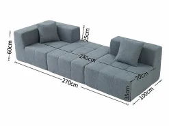 DripeX Sofá modular ángulo tela - puf y 2 orejeros - - 270x100x60cm