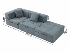DripeX Sofá modular ángulo tela - puf y 2 orejeros - - 270x100x60cm
