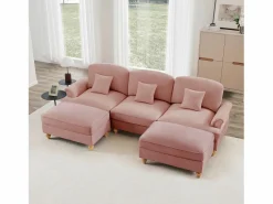 Best Sofá modular U líneas curvas reposabrazos florales puf móvil chenilla salón Sofá Modular