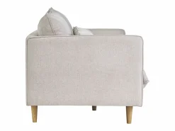 Best Miliboo Sofá nórdico 3 plazas de tejido efecto aterciopelado texturizado y madera clara CLAYTON Beige