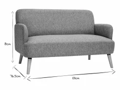 Best Miliboo Sofá nórdico 2 plazas de tejido y madera clara ISKO Gris claro