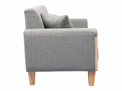 Discount Miliboo Sofá nórdico 3 plazas y madera FJORD Gris claro