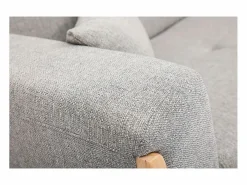 Discount Miliboo Sofá nórdico 3 plazas y madera FJORD Gris claro