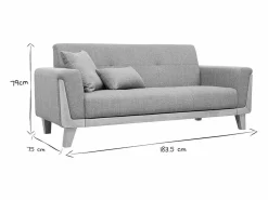 Discount Miliboo Sofá nórdico 3 plazas y madera FJORD Gris claro