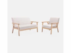 Hot Sofá o banco con tela y patas de madera, 2 plazas Todos Los Sofás|Sofá Escandinavo