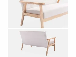 Hot Sofá o banco con tela y patas de madera, 2 plazas Todos Los Sofás|Sofá Escandinavo
