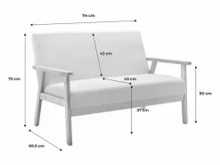 Hot Sofá o banco con tela y patas de madera, 2 plazas Todos Los Sofás|Sofá Escandinavo