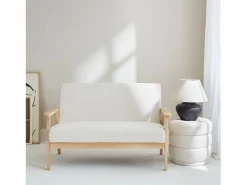 Online Sofá o banco de borreguito y patas de madera, 2 plazas Sofá Escandinavo