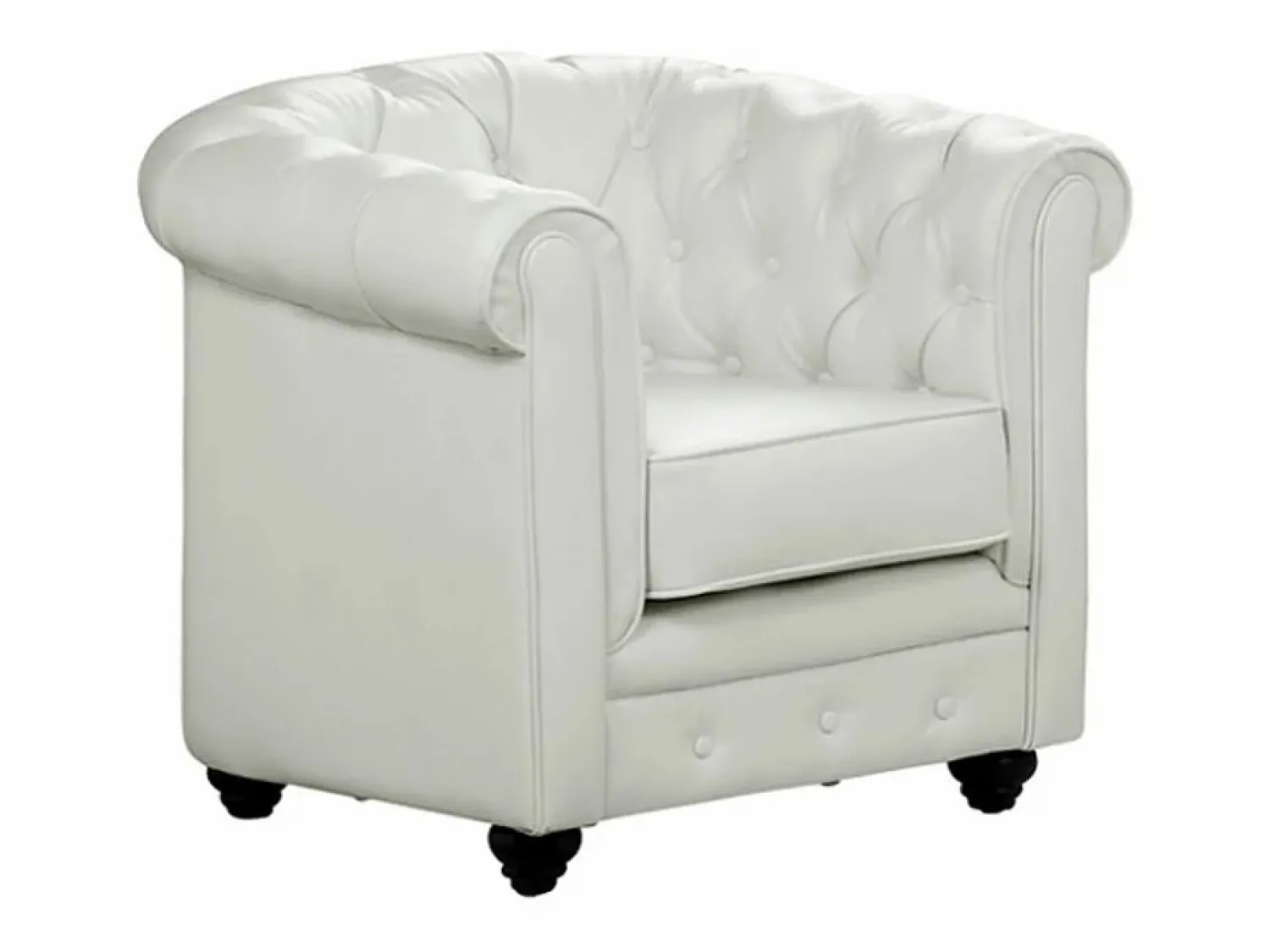 Outlet Sofá 3p + 1 sillón CHESTERFIELD - Piel sintética - Conjunto Sofá Y Sillón