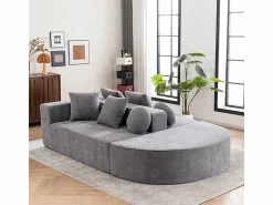 DripeX Sofá panorámico 5 plazas modular - de tejido Chenilla - con 6 cojines - 263x171x66cm