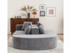 DripeX Sofá panorámico 5 plazas modular - de tejido Chenilla - con 6 cojines - 263x171x66cm