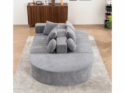 DripeX Sofá panorámico 5 plazas modular - de tejido Chenilla - con 6 cojines - 263x171x66cm