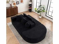 DripeX Sofá panorámico 5 plazas modular - de tejido Chenilla - con 6 cojines - 263x171x66cm