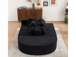 DripeX Sofá panorámico 5 plazas modular - de tejido Chenilla - con 6 cojines - 263x171x66cm