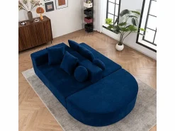 Clearance DripeX Sofá panorámico 5 plazas modular - de tejido Chenilla - con 6 cojines - 263x171x66cm Azul