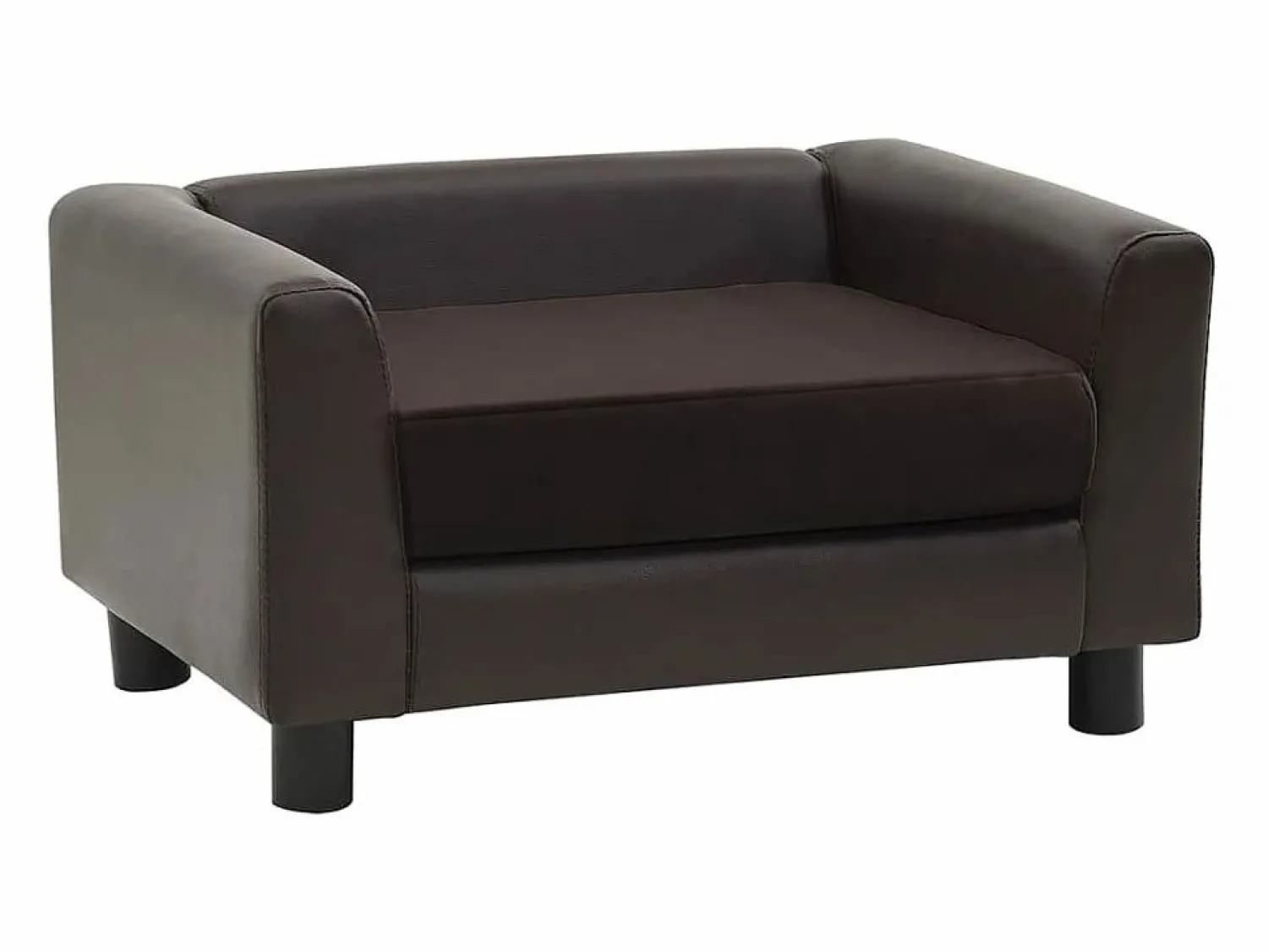Clearance Sofá para perros felpa y cuero sintético marrón 60x43x30 cm Cama De Animales De Compañía