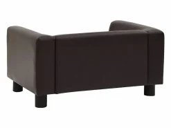 Clearance Sofá para perros felpa y cuero sintético marrón 60x43x30 cm Cama De Animales De Compañía