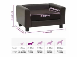 Clearance Sofá para perros felpa y cuero sintético marrón 60x43x30 cm Cama De Animales De Compañía