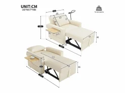 Discount Sofá plegable multifunción - con puertos de carga USB - con soporte para teléfono - Tejido de pana - Sillón Cama