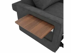 ModernLuxe Sofá plegable multifunción - con puertos de carga USB - con soporte para teléfono - Tejido de pana - Gris