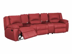 Vente-unique Sofá reclinable AROMA de 3 y 2 plazas en piel de vacuno roja