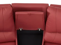 Vente-unique Sofá reclinable AROMA de 3 y 2 plazas en piel de vacuno roja