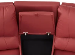 Clearance Sofá reclinable de 2 plazas AROMA en piel de vacuno roja Sofá Relax