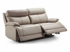 Clearance Sofá reclinable eléctrico de cuero Ducka-Marrón claro-Sistema Eléctrico-2 plazas Sofá Relax
