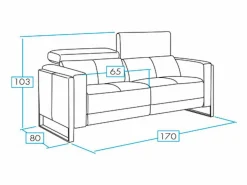 Outlet Sofá reclinable eléctrico de cuero Kinston-Marrón avellana-Sillón reclinable eléctrico de 3 plazas Sofá Relax