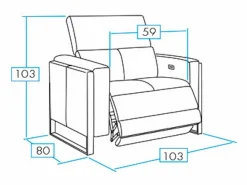 Outlet Sofá reclinable eléctrico de cuero Kinston-Marrón avellana-Sillón reclinable eléctrico de 3 plazas Sofá Relax
